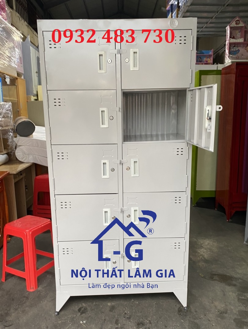 Tủ đựng hồ sơ locker văn phòng bằng sắt 10 ngăn_LGTD10N