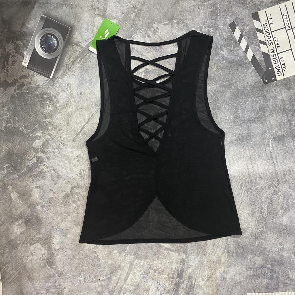 Áo Tanktop nữ tập yoga, gym, aerobic thể thao, áo Tank lưới đan dây- Áo10