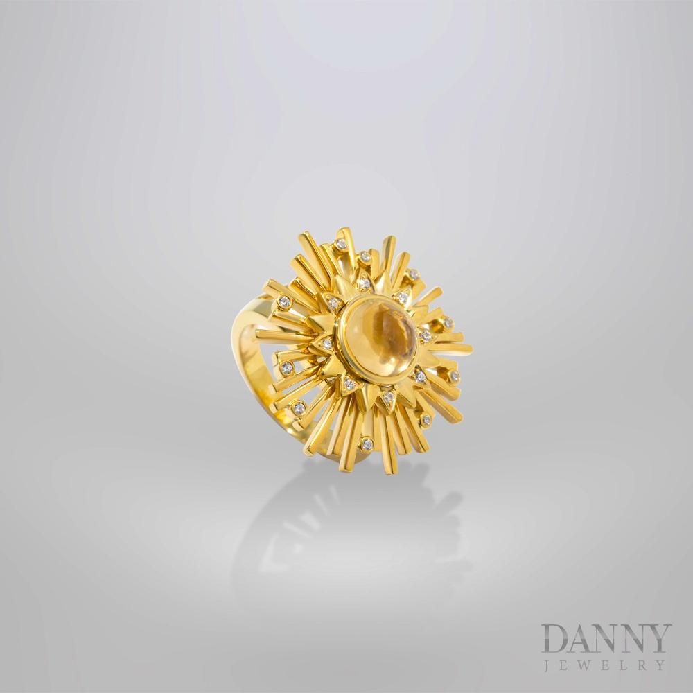 Nhẫn Nữ Danny Jewelry Bạc 925 Xi Vàng 18k Đính Đá Citrine Hoa Hướng Dương KI1GHZ001