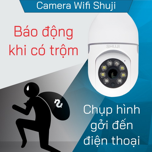 Hình ảnh Camera Wifi không dây SHUJI UH620D - Camera bóng đèn - Ban đêm có màu - Báo động khi có trộm đột nhập - 4.0MP cho hình ảnh đẹp gấp đôi Full HD1080 - Hàng chính hãng