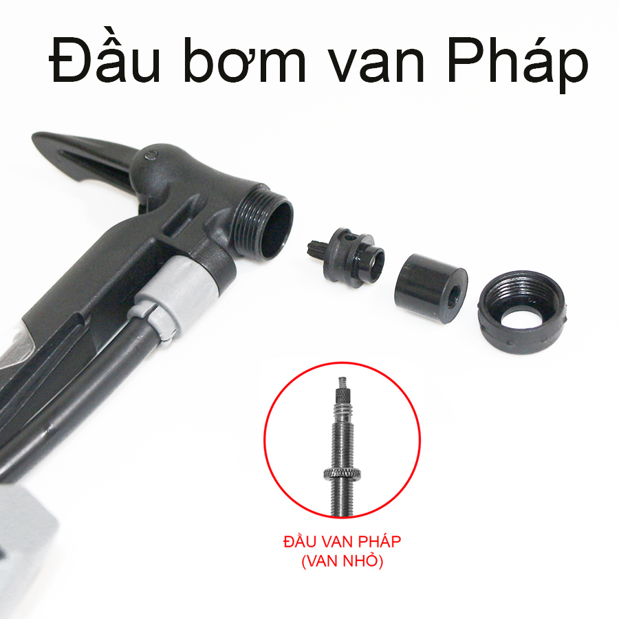 Bơm xe đạp mini GIYO-GM71, thân nhôm có đồng hồ, áp suất 120psi/9kg