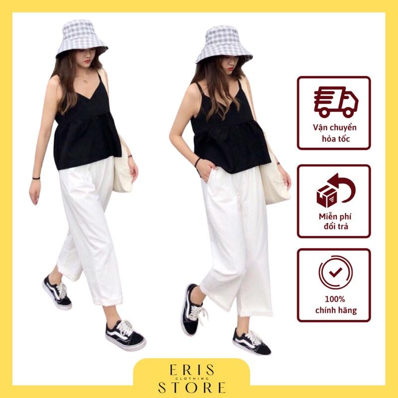 Quần đũi ống rộng ERIS dáng suông chất đũi xước thoáng mát
