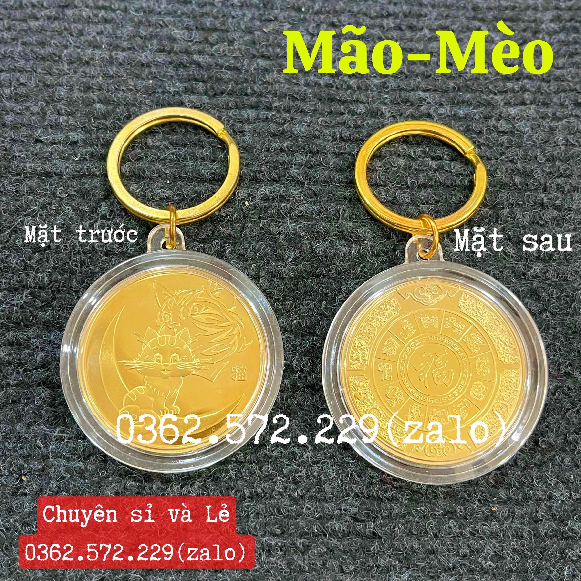 Móc Khóa Đồng Xu 12 Con Giáp Mạ Vàng Treo Oto, Xe Máy Phong Thủy