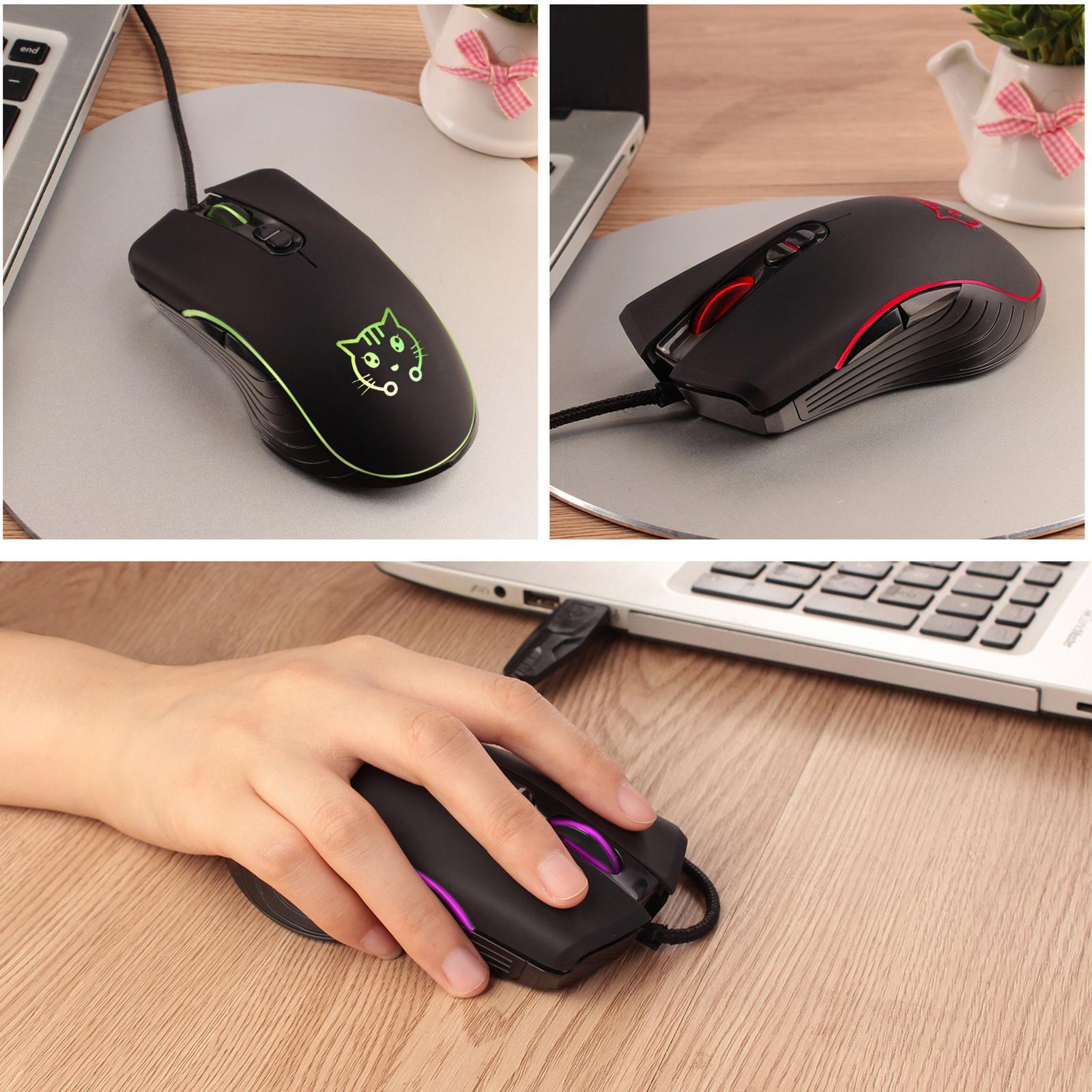 Wired Gaming Mouse LED RGB Backlit Mute PC Laptop 2400DPI Optical Mice