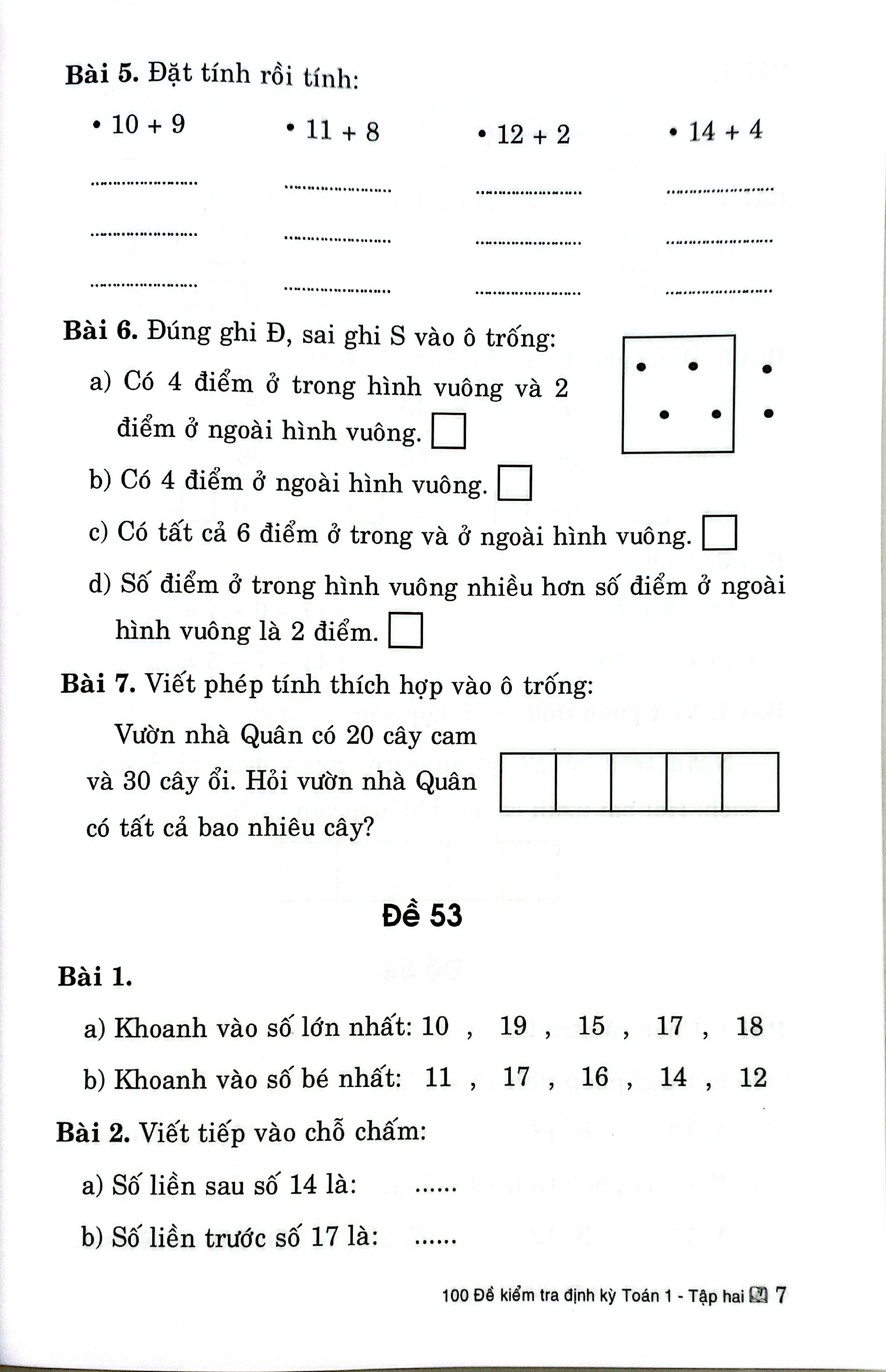 Sách - 100 Đề Kiểm Tra Định Kì Toán 1 - Tập 2