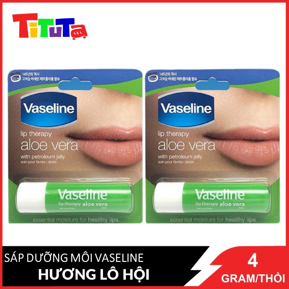 Combo 2 Sáp dưỡng môi Vaseline Lô Hội 4.8g