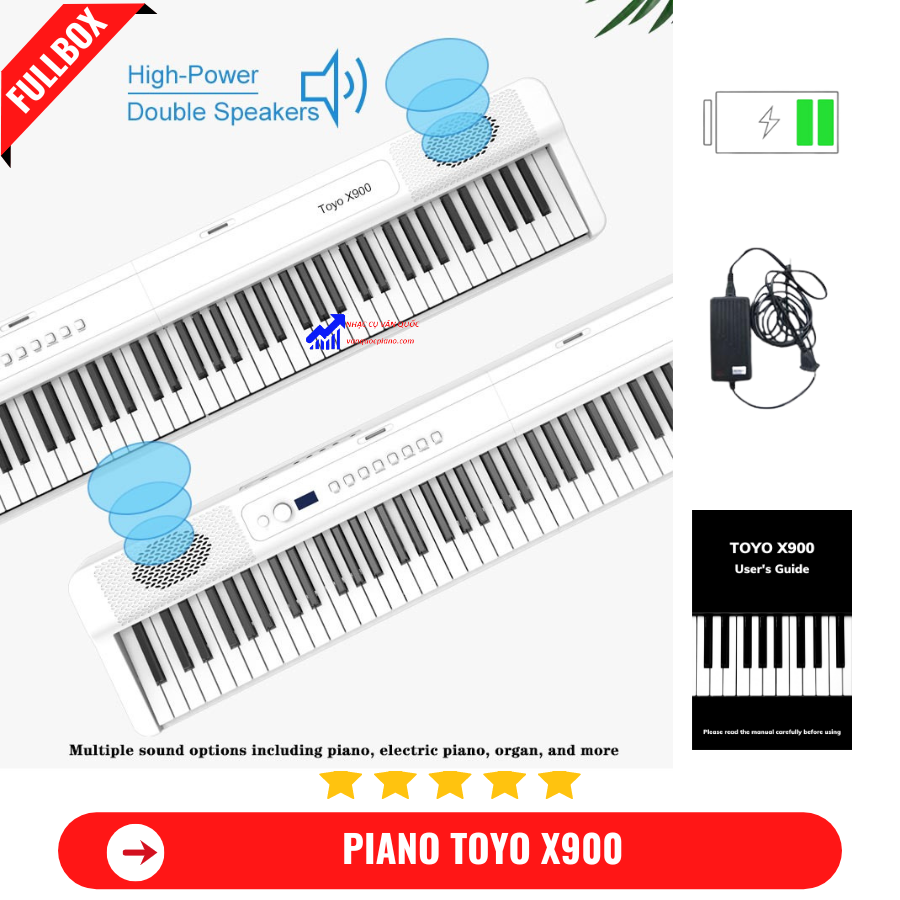 Đàn Piano Điện Toyo X900 Gấp Gọn -88 Phím Nặng Cảm Lực - Kết Nối Bluetooth + Chân Đế