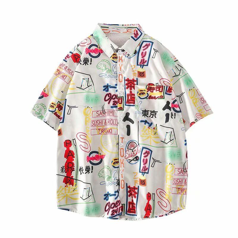 Áo sơ mi nam tay ngắn in họa tiết thời trang