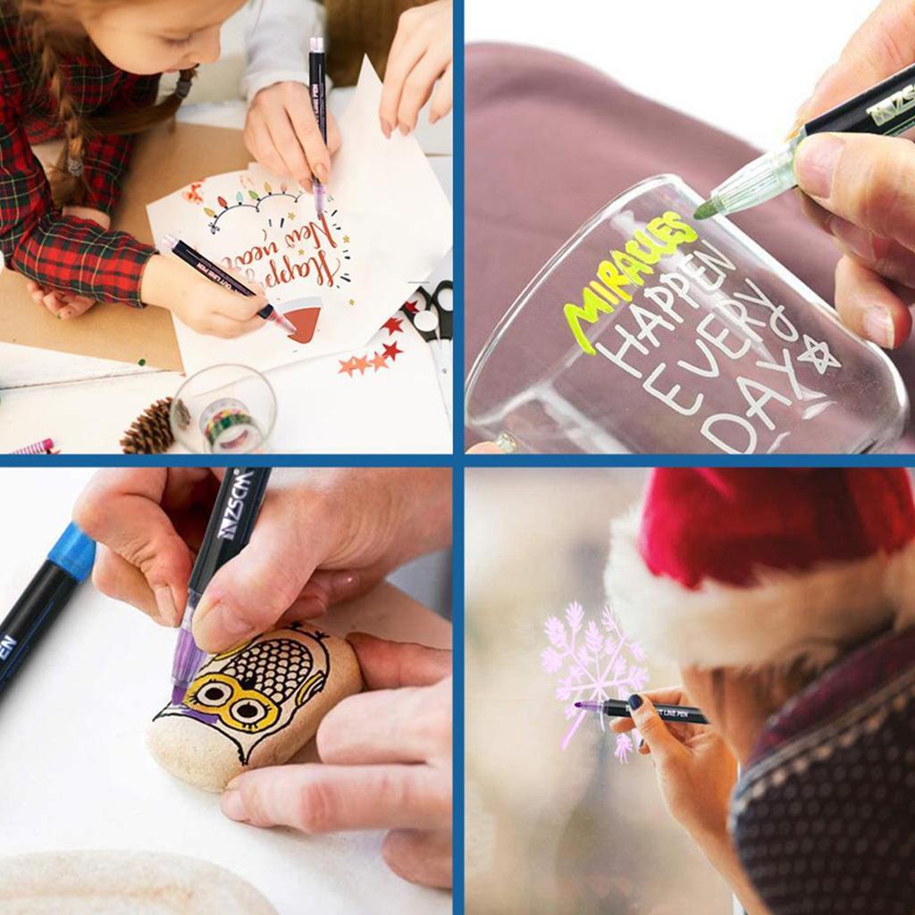 Double Line Outline Pens 21 Colors Self-Outline   Markers Glitter Pens