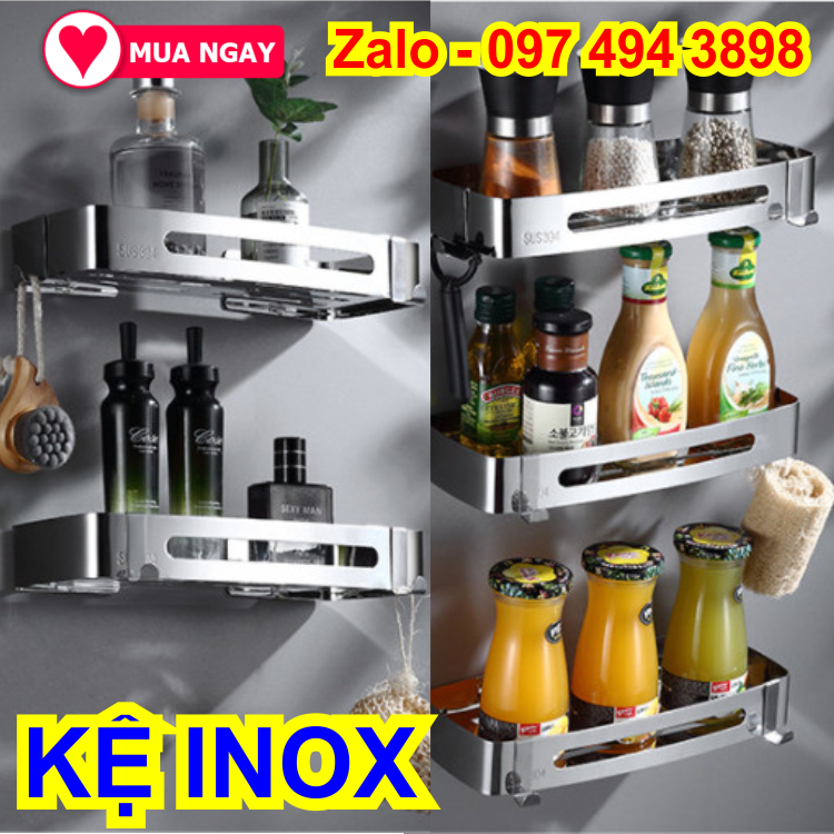 Giá inox gia dụng tiện ích kệ đựng đồ nhà vệ sinh, rửa chén ngăn nắp gọn đẹp sang trọng