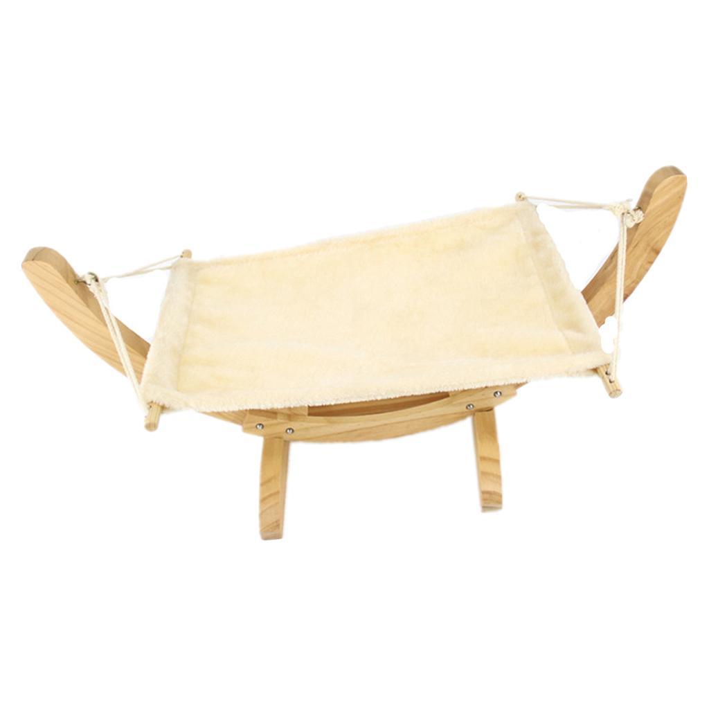 Hammock for Cat/Rat/Guinea Pig/Ferret Hanging Bed Toy House Wood Frame-Beige