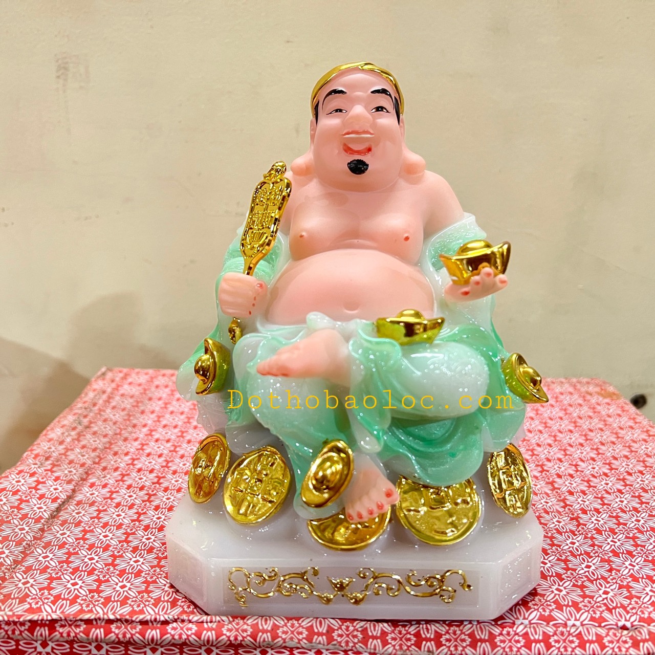 Tượng Thần Tài Thổ Địa đá nhập khẩu cao cấp cao 19cm – Xanh