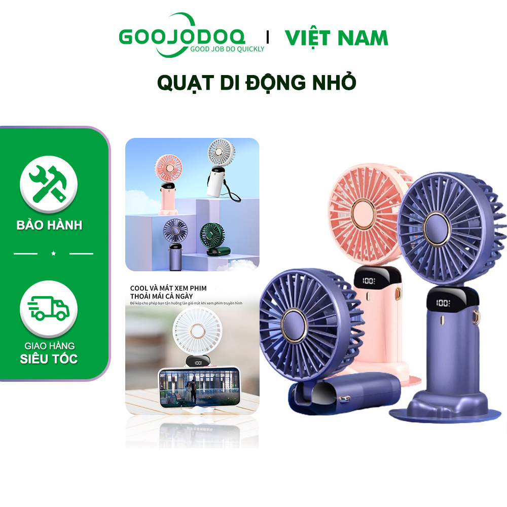 [HÀNG CHÍNH HÃNG GOOJODOQ] FS007 - Quạt Mini 3000MAh Di Động 5 Tốc Độ Có Thể Gập Lại LED Hiển Thị Kỹ Thuật Số Cung Cấp Điện Để Bàn Dễ Thương