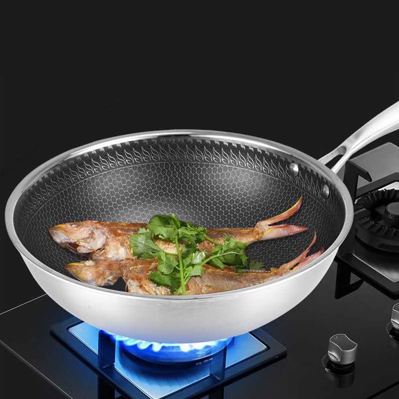 Chảo chống dính 2 mặt inox 304 công nghệ khắc laser tổ ong 32cm sâu lòng