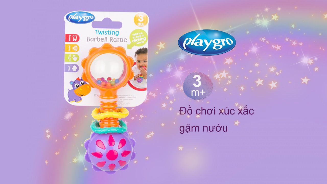 Đồ Chơi Xúc Xắc Gặm Nướu Twisting Barbell Playgro, Cho Bé 3-24 Tháng