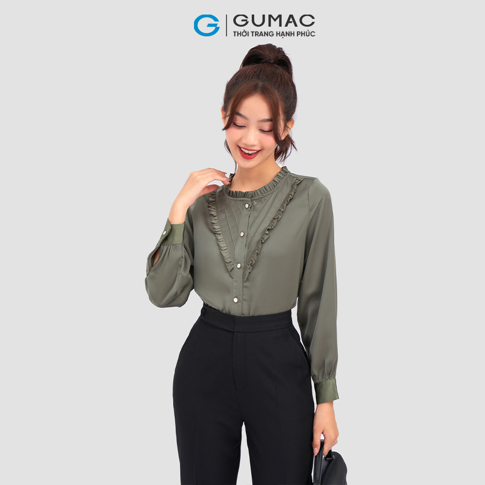 Áo kiểu GUMAC AC10083 xếp ly V bèo nữ tính