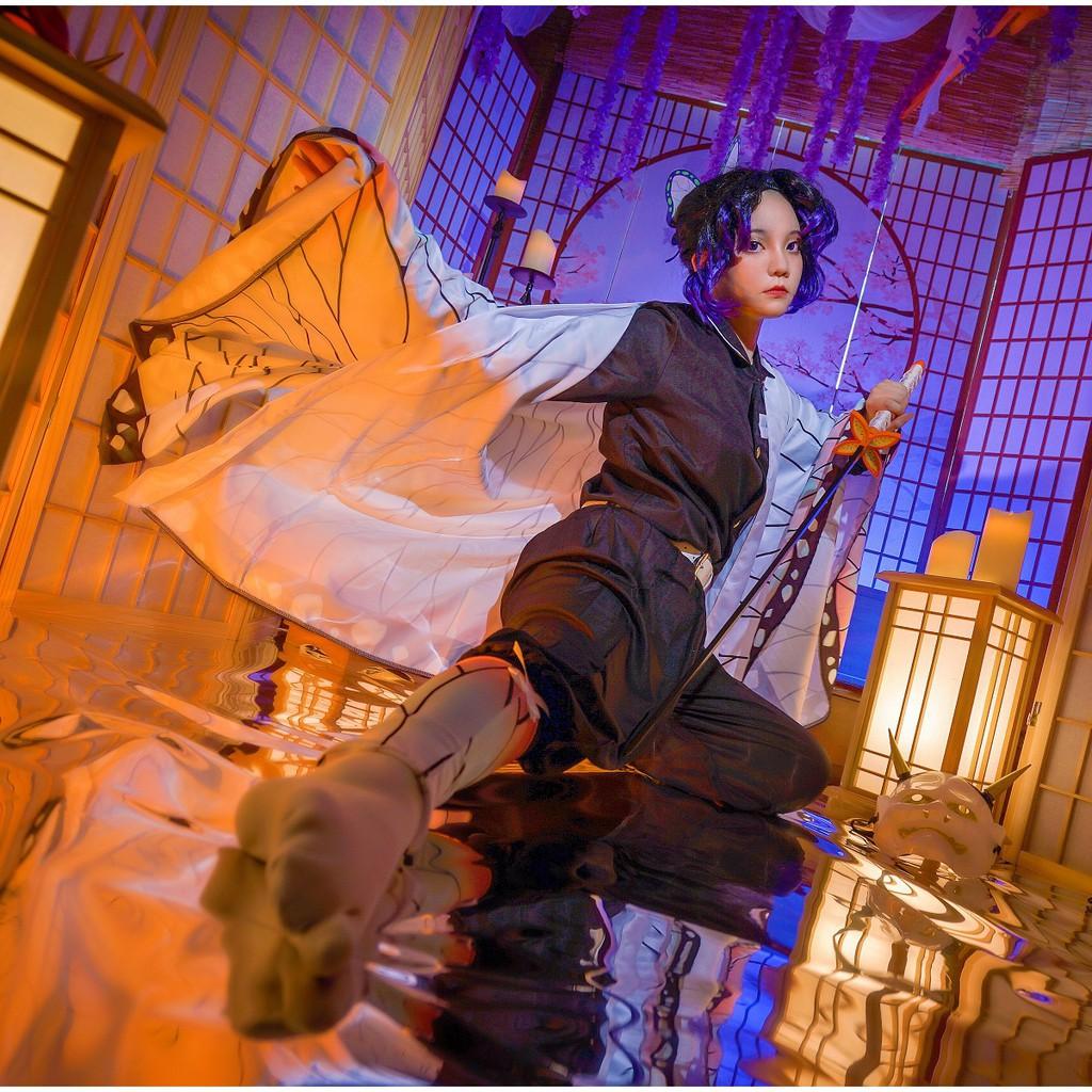 (Có sẵn) Bộ trang phục cho nữ cosplay Anime Demon Slayer: Kimetsu no Yaiba Kochou Shinobu Kanao dịp Giáng Sinh