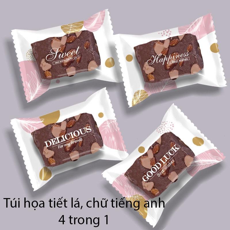 Túi đựng bánh kẹo, trà 7x10 hàn nhiệt hoạ tiết Chữ Tiếng Anh 4 in 1 - VUA BAO BÌ