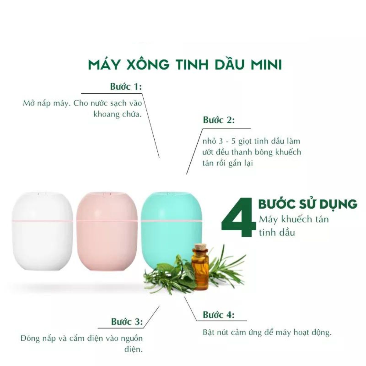 Máy Khuếch Tán/ Máy Xông Tinh Dầu Mini 220ml