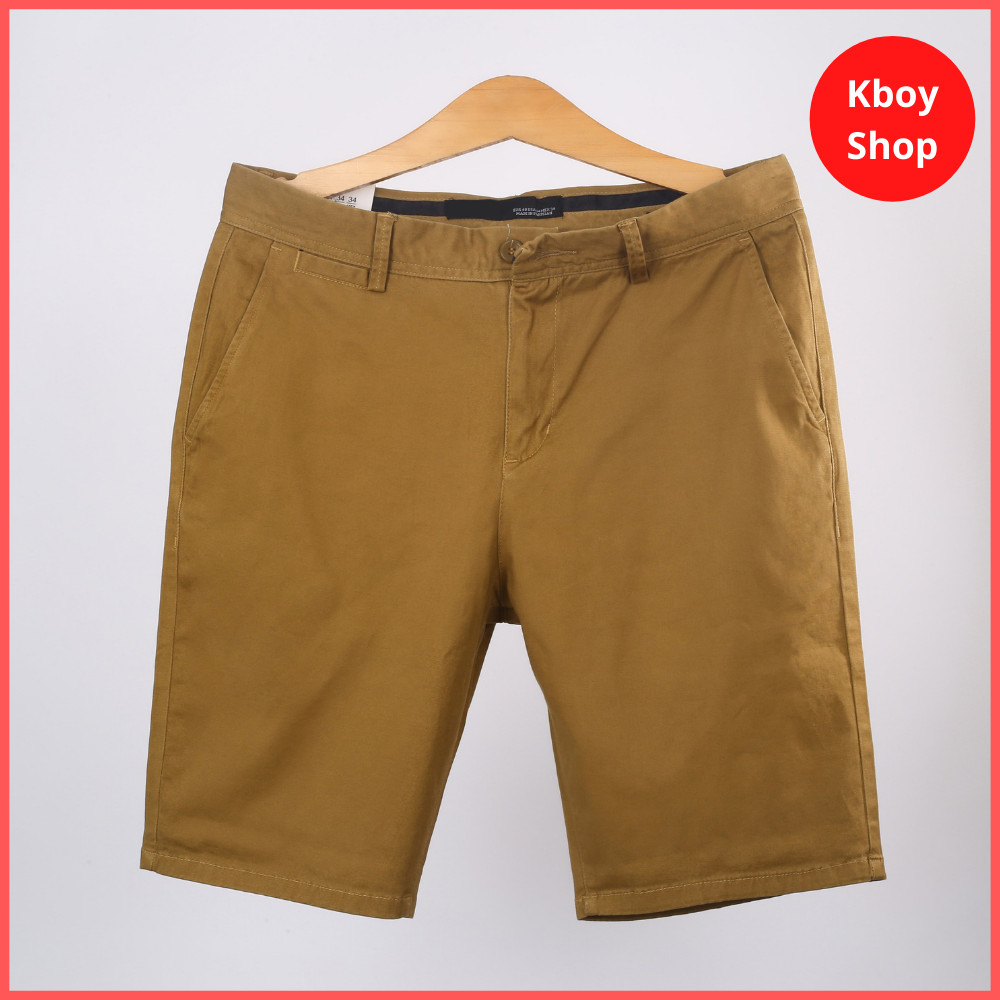 Quần short kaki nam trơn co giãn nhẹ, quần đùi kaki có bigsize, vải mềm mịn đẹp hợp dáng - Q01