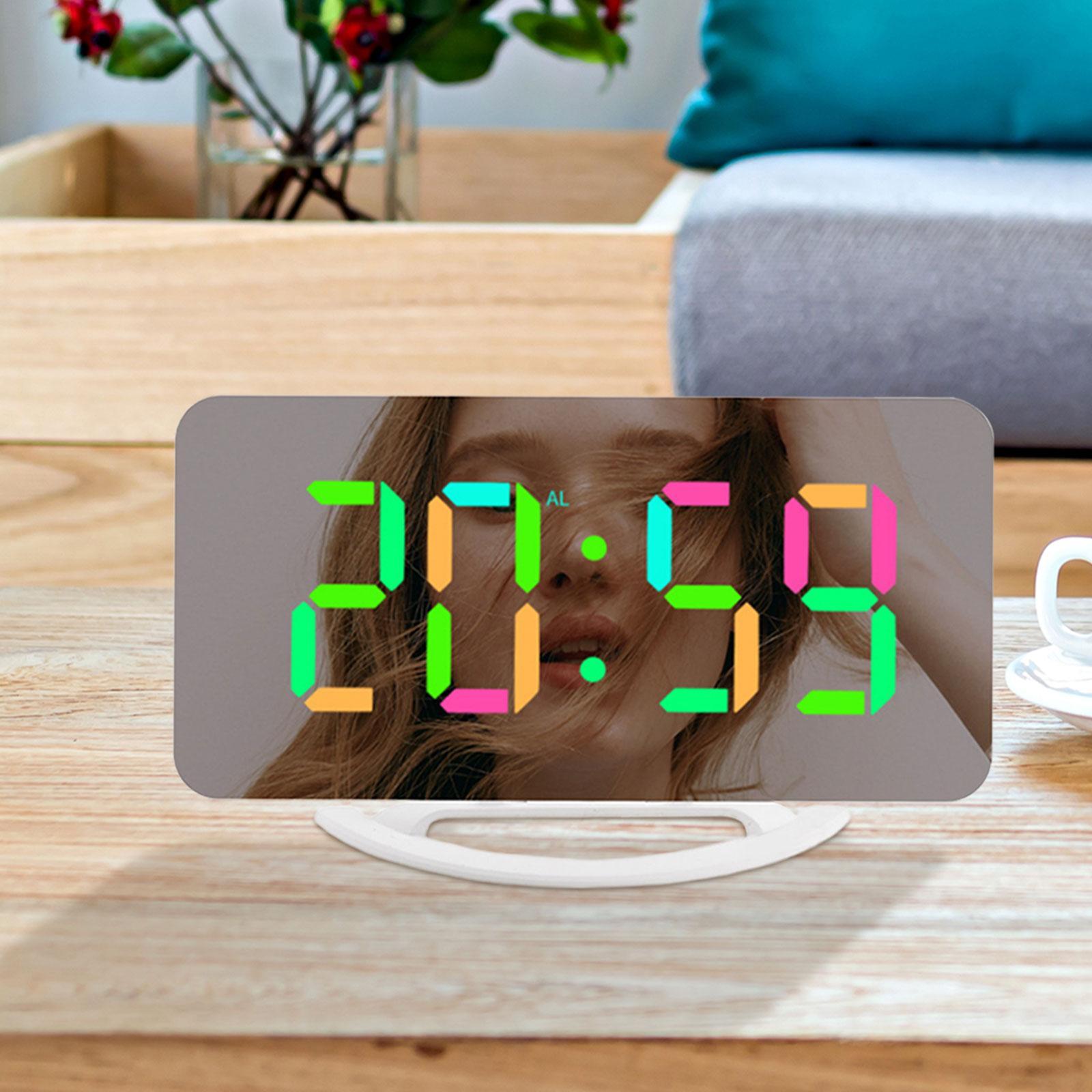 LED Alarm Clock Digital Clock Colorful Snooze Modern LED Clocks 12H 24H Display Electronic Desktop Clock for Hall Bedroom Wall Decor Teens