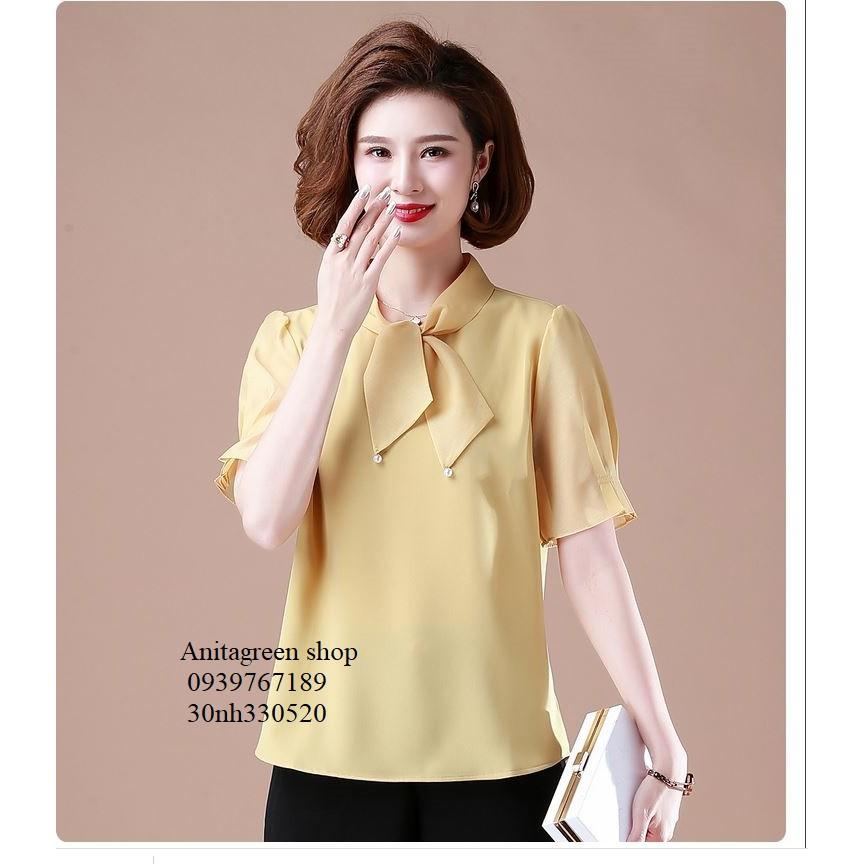 Nh330520-ÁO KIỂU QUÝ CÔ TAY NGẮN