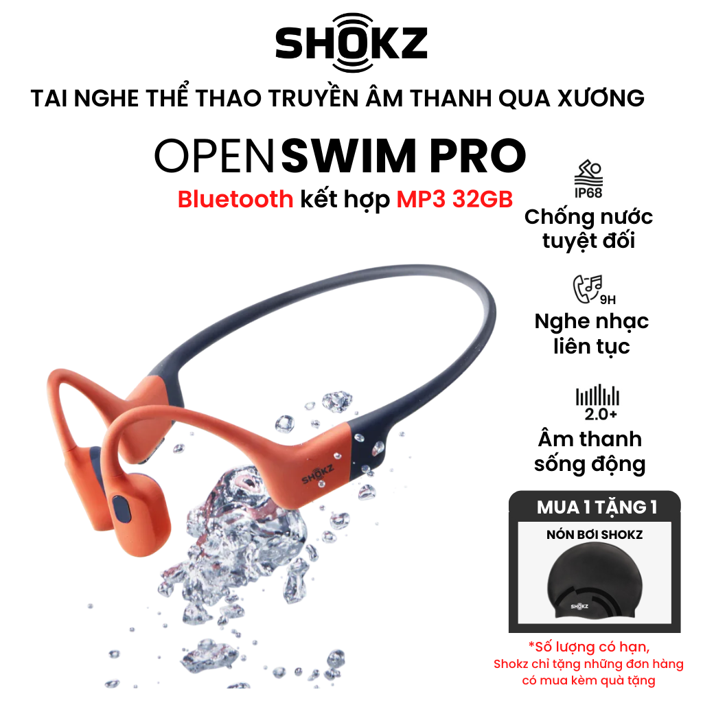 [MỞ BÁN] Tai Nghe Thể Thao Truyền Âm Thanh Qua Xương SHOKZ OPENSWIM PRO S710 Bluetooth Kết Hợp Lưu Trữ MP3 32GB - Hàng Chính Hãng