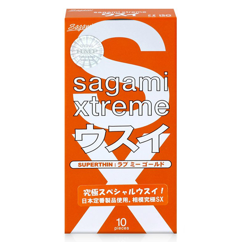 Bộ 2 Hộp Bao Cao Su Gân Gai Thắt Sagami Xtreme Green Và Bao Cao Su Siêu Mỏng Sagami Love Me Orange (20 Bao)