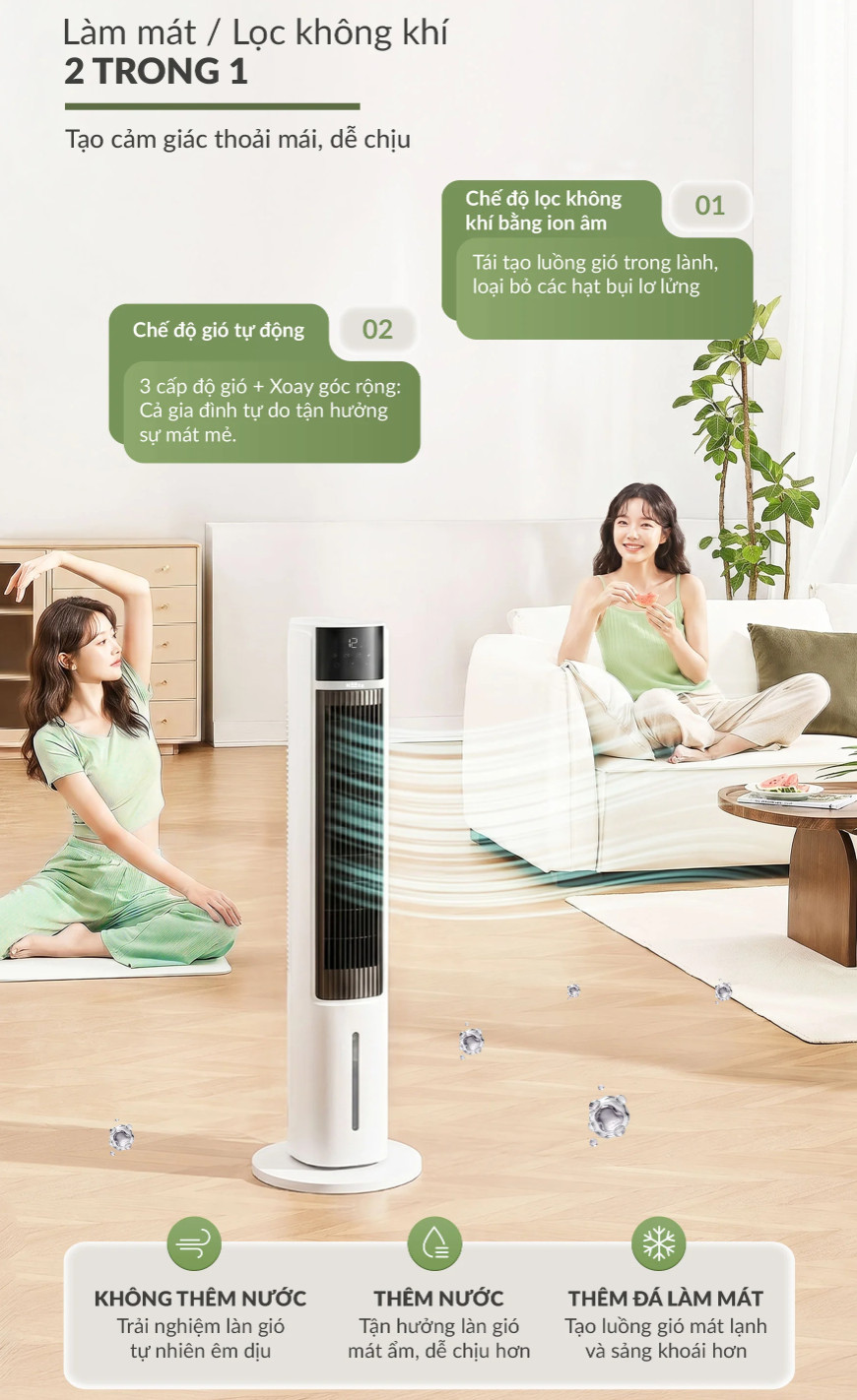 (MODEL NEW 2026) Máy Làm Mát Lọc Khí Ion Âm Haatz HydroIon Breeze Cooler HBC350 Quạt Tháp Haatz Điều Khiển Từ Xa - Hàng Chính Hãng