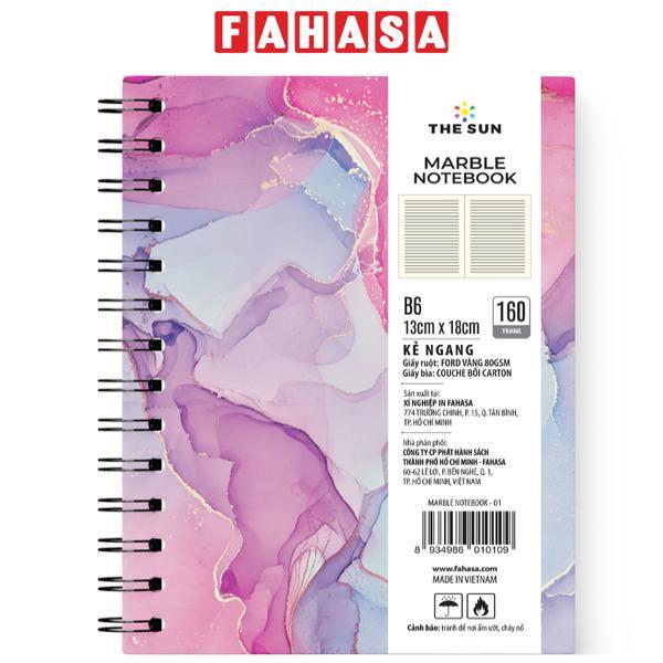 Sổ Lò Xo Bìa Cứng Marble B6 - Kẻ Ngang - 160 Trang 80gsm - The Sun 01