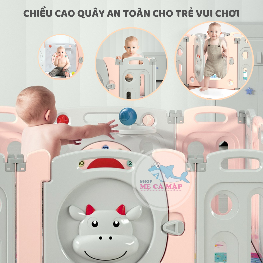 Quây cũi nhựa gấp gọn NEW TẶNG BÓNG RỔ, BÓNG THẢM, quây cũi cho bé nhựa an toàn