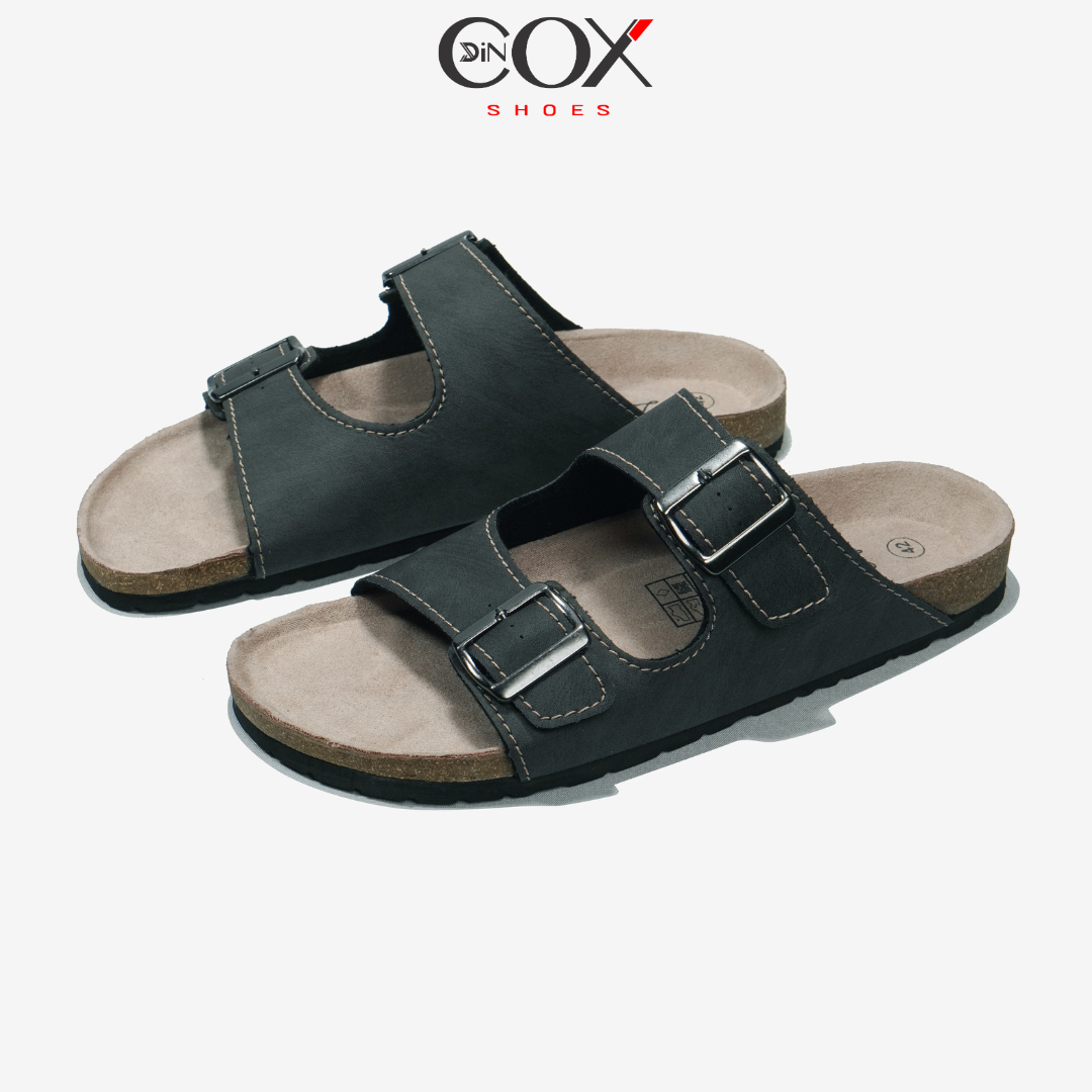 Dép Đế Trấu Nam 2 Khóa Charcoal DC01 Dincox