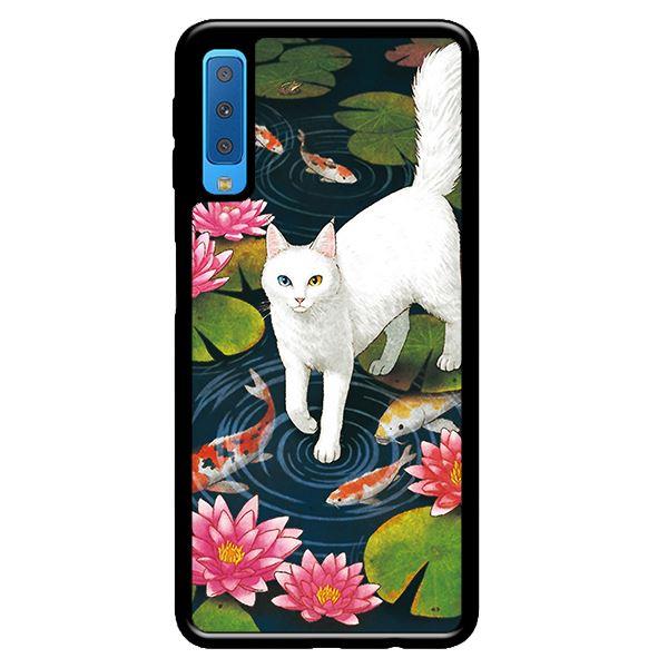 Ốp in cho Samsung Galaxy A7 2018 Mèo Trắng - Hàng chính hãng