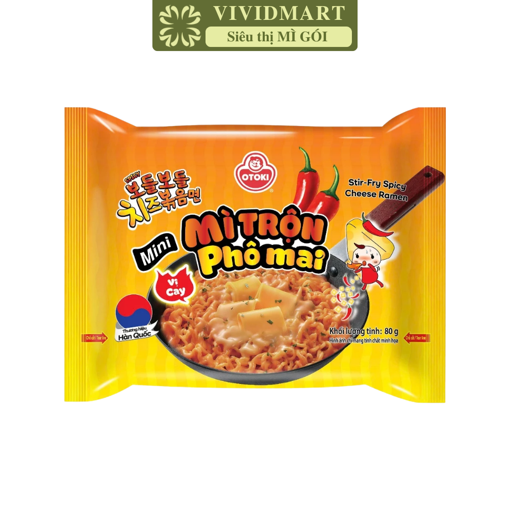 OTTOGI - Mì trộn Ottogi mini Phô mai cay, Mì trộn Phô mai cay Ottogi mini, Mì Phô mai cay mini Ottogi (80g/gói)