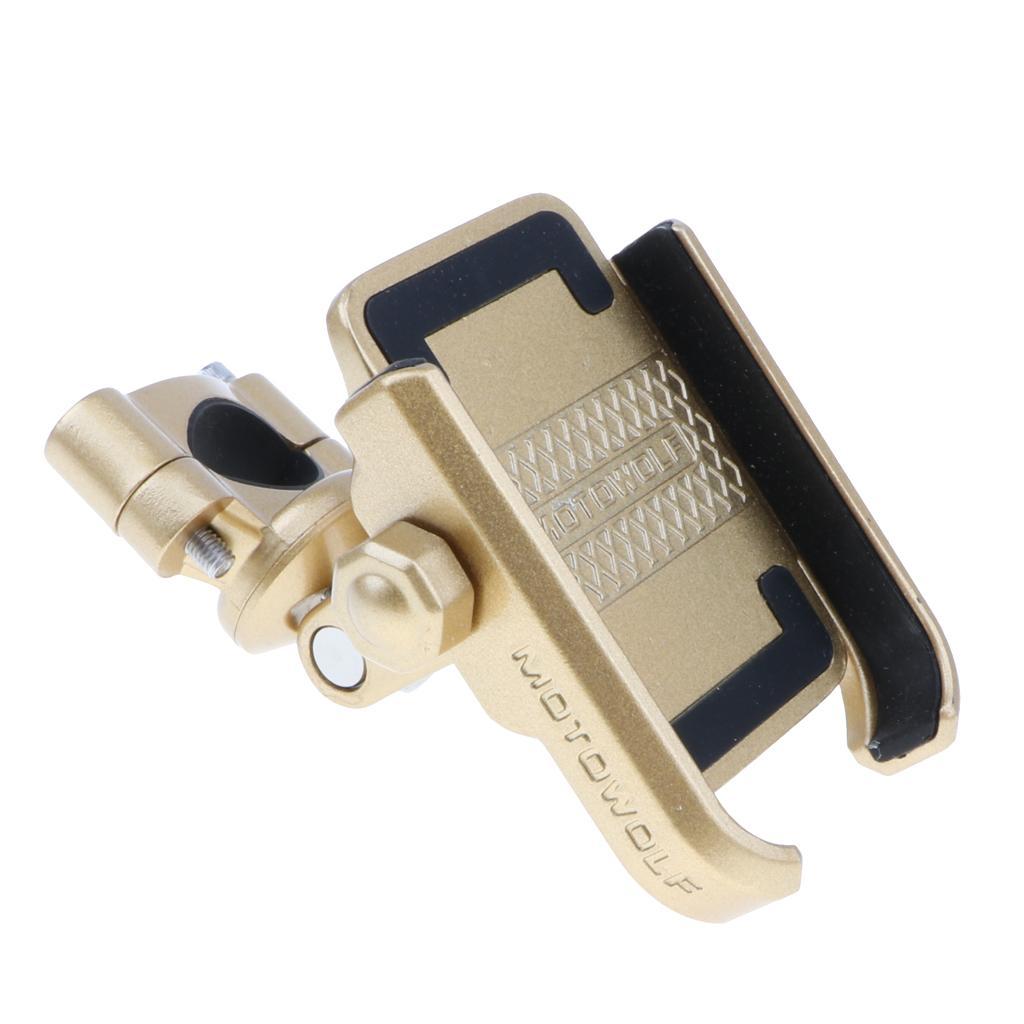 Motorcycle Bike Aluminum Phone Handlebar Mount Holder for Phone gold