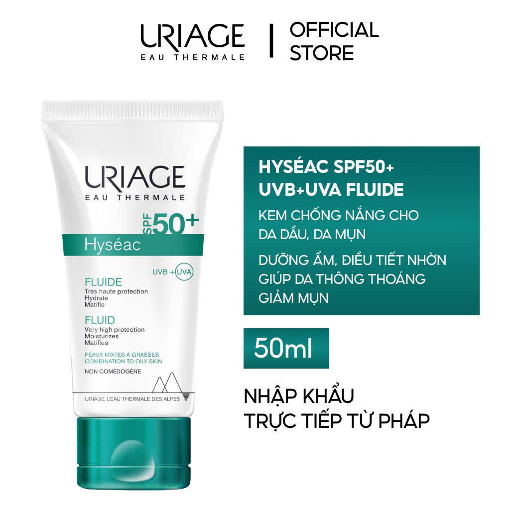 Sữa chống nắng cho da dầu, mụn URIAGE HYSÉAC SPF50+ UVB+UVA FLUIDE 50ml