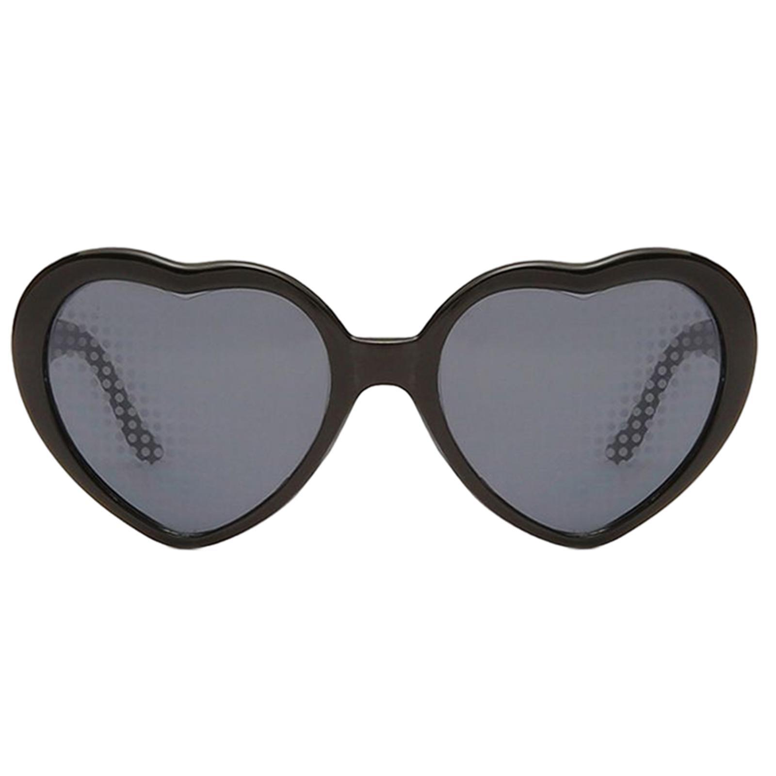 Special Effects Glasses Sunglasses UV400 Heart Diffraction Glasses for Women Men - Black