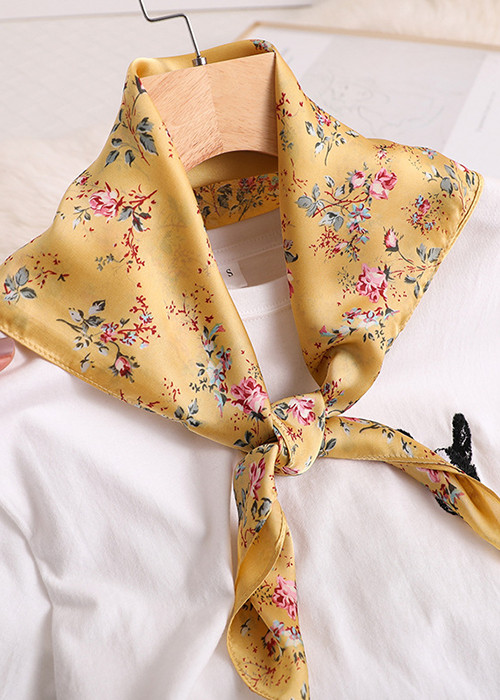 Khăn Lụa Vuông Họa Tiết Hoa Sang Trọng - Chất Liệu Chiffon 70x70cm - Mã KL051