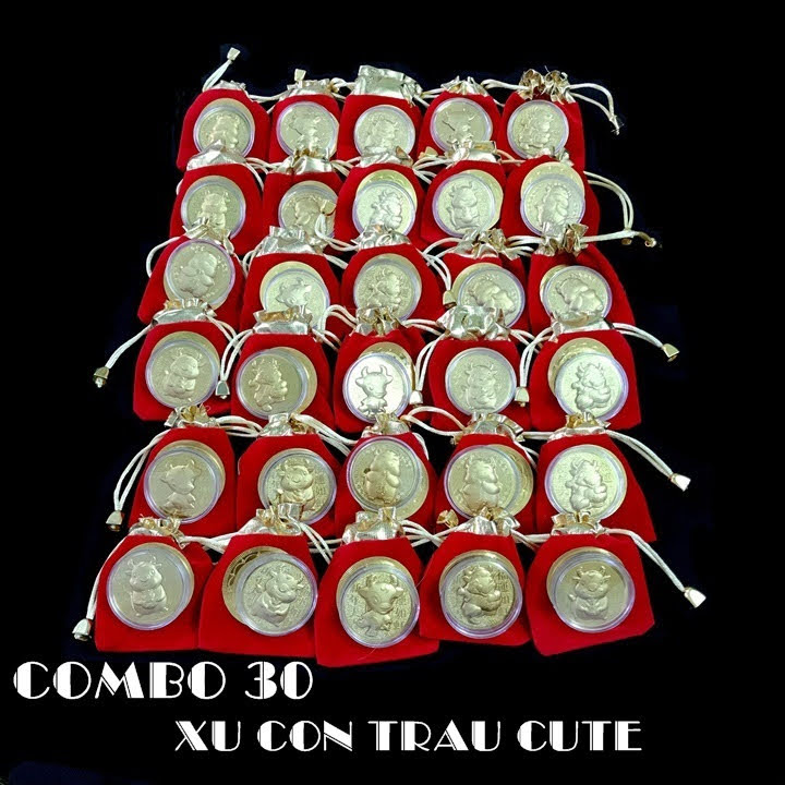 Combo 30 đồng xu con Trâu cute tặng túi gấm 2021 (giao mẫu ngẫu nhiên), đường kính đồng xu 4cm, mang lại may mắn, tài lộc, dùng làm quà tặng Lễ, Tết may mắn, ý nghĩa - TMT Collection - SP005115