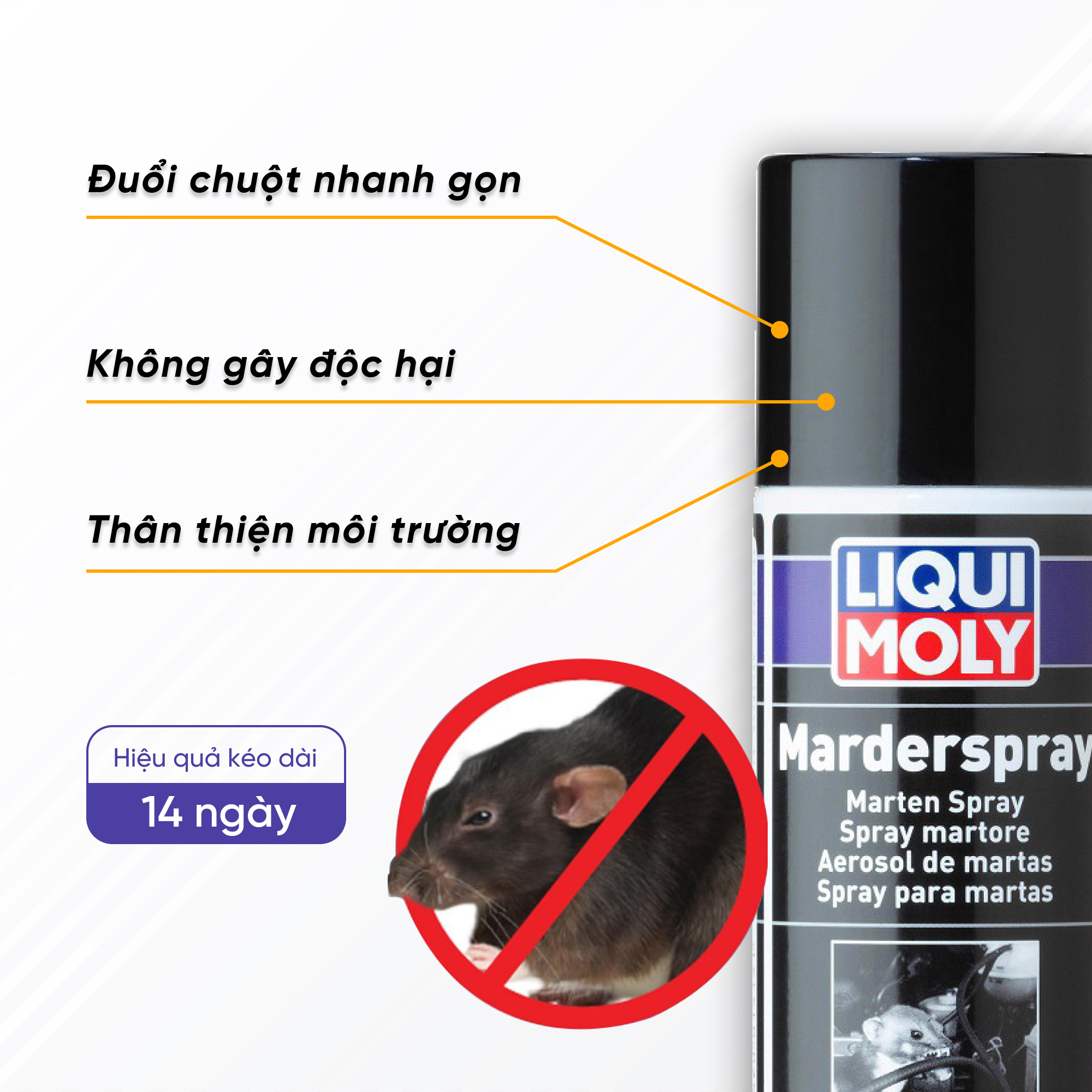 CHAI XỊT CHỐNG CHUỘT - ĐUỔI CHUỘT CHO XE Ô TÔ - XE MÁY LIQUI MOLY MARDER SPRAY 1515 - 200ML Made in Germany