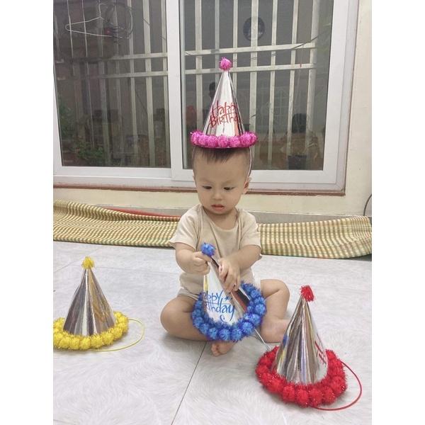 Mũ sinh nhật bằng giấy ép kim kích thước 22x13cm chọn màu