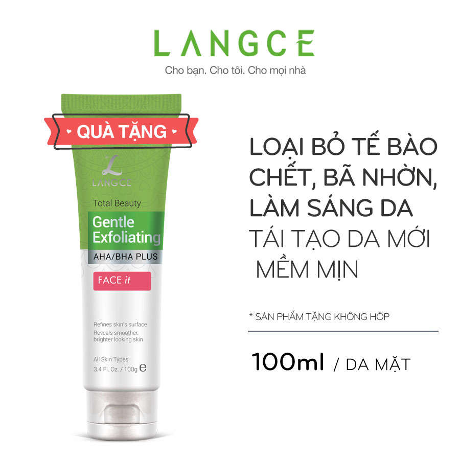 Collagen Rửa Mặt Cọ Massage Trắng Da 120ml Hộp Đỏ TẶNG Tẩy Tế Bào Chết Da Mặt Trà Xanh 100ml LANGCE