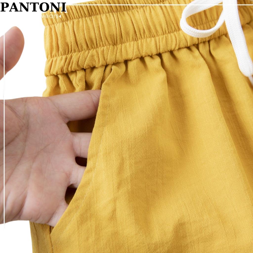 Quần short đũi nam Pantoni chất đũi mềm mát, quần ngố nam chuẩn form cạp chun dây rút(SD79