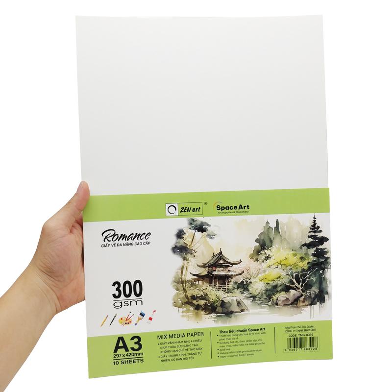 Giấy Vẽ Đa Năng Romance - A3 300gsm - Mix Media Paper - Zen Art TMG 8389 (10 Tờ)