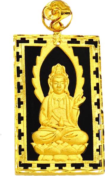 Mặt dây chuyền ngọc bích Phật Bà Quan Âm mạ vàng HCN