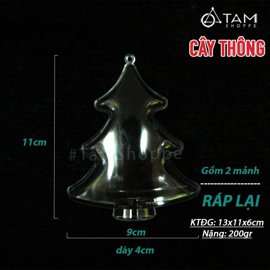 Phụ kiện trong suốt trang trí noel sao thông có tuyết X-PKTCT-74