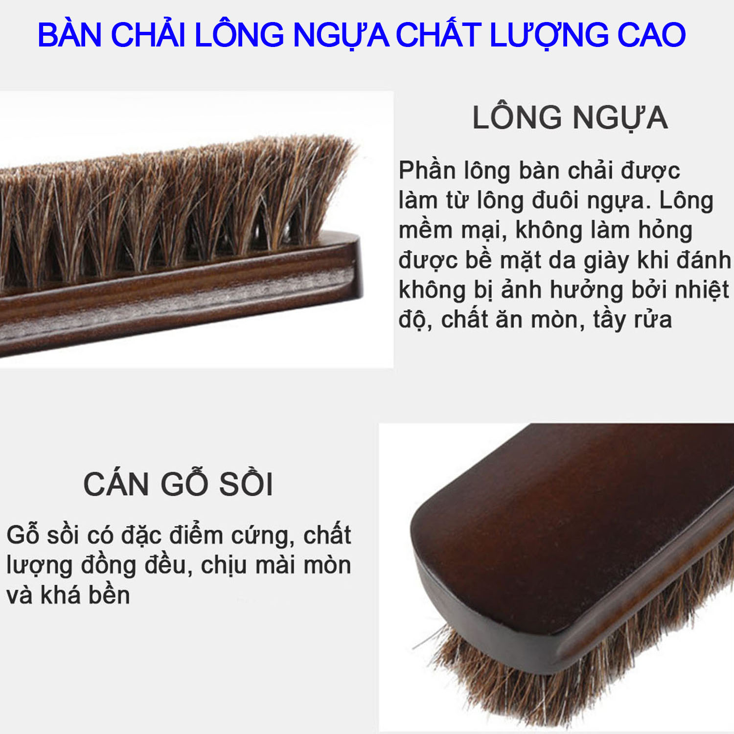 Bàn chải đánh giày lông ngựa P140 vệ sinh đánh bóng giày