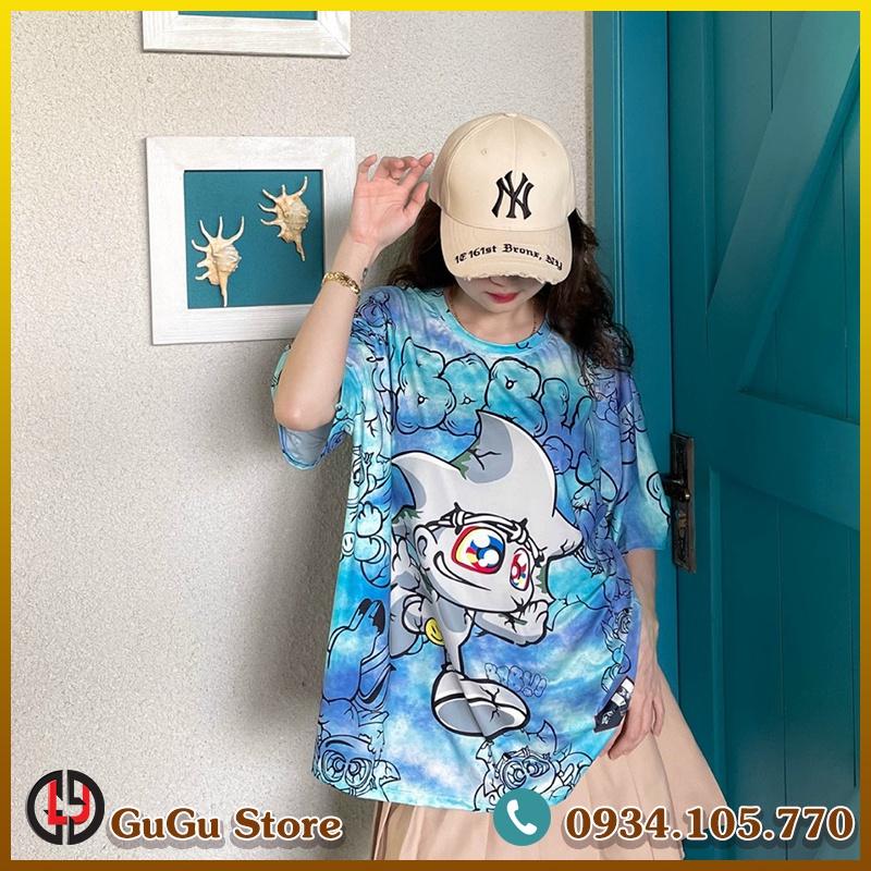 Áo thun nam nữ loang màu tay lỡ form rộng hình thỏ Rabbit-Áo thun unisex form rộng