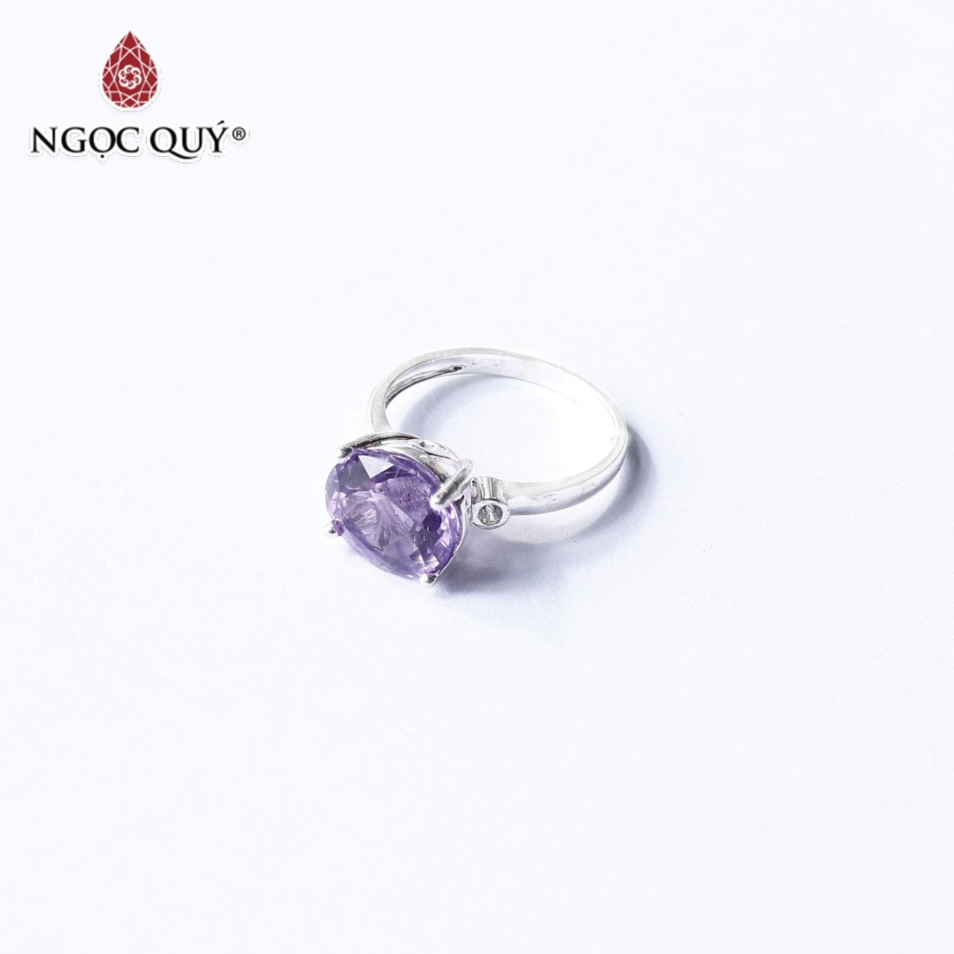 Nhẫn bạc nữ đá thạch anh tím mệnh hỏa. thổ - Ngọc Quý Gemstones