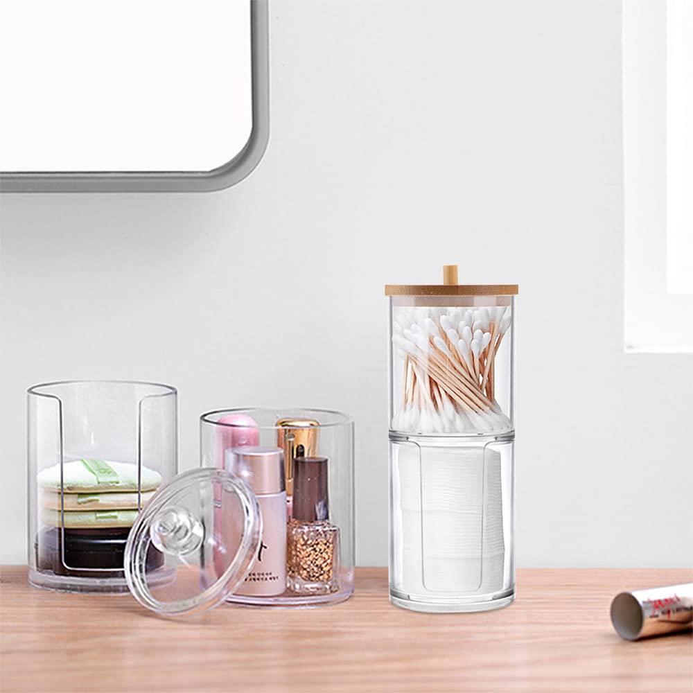 Hộp đựng tăm bông trong suốt có nắp đậy, Bình đựng tăm bông trong phòng tắm, Hộp đựng tăm bông bằng nhựa, Hộp đựng bông gòn, đựng bông gòn, Muối tắm